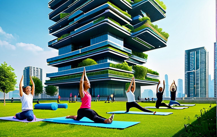 Futuristic City Wellness**
"A diverse group of fully clothed people practicing yoga in a vertical park within a futuristic floating city, with advanced architecture and clean energy sources visible in the background. Everyone is wearing appropriate attire. Perfect anatomy, natural poses, correct proportions, well-formed hands, proper finger count, vibrant colors, safe for work, family-friendly, appropriate content, high-quality digital art."
**