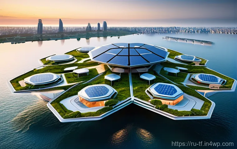 플로팅 도시의 자원 재사용 및 재활용 - Prompt 1: Floating City Utopia - Energy and Greenery**