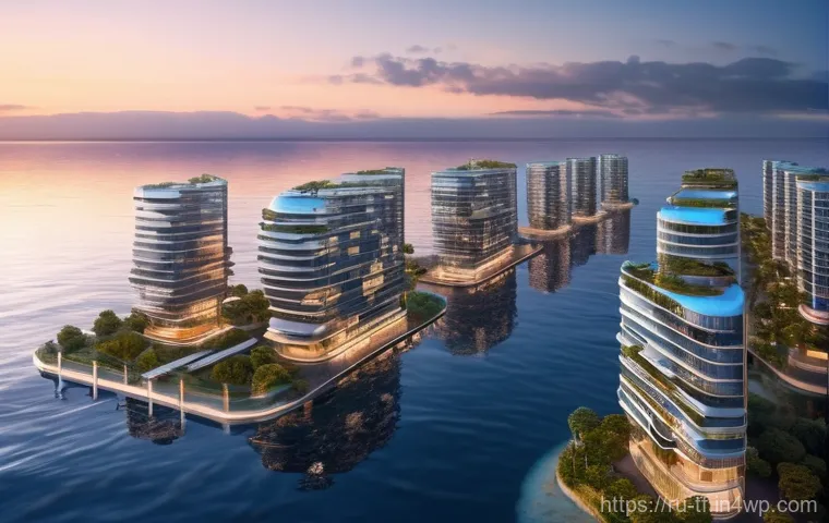 플로팅 시티의 커뮤니티 중심 개발 방안 - Image Prompt 1: Futuristic Floating City Dawn**