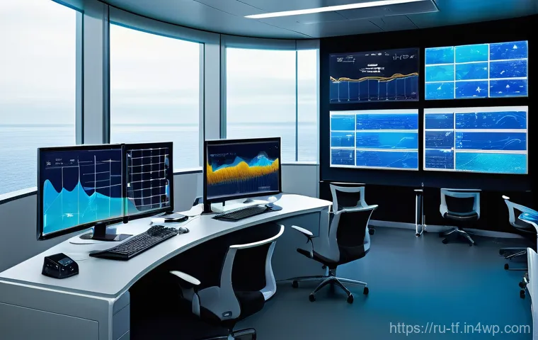 플로팅 시티의 기상 데이터 활용 방법 - A breathtaking panoramic view of a futuristic floating city, resembling Oceanix City, gracefully sit...