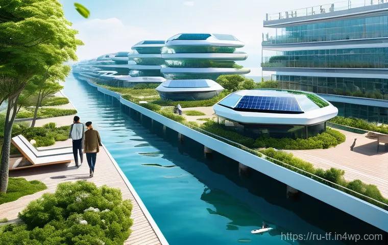 플로팅 시티를 위한 스마트 기술의 활용 - Prompt 1: Sustainable Oceanix-style Floating City**