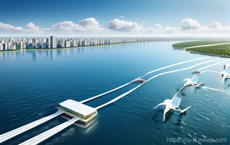 플로팅 도시의 생태계와 생물 다양성 - A breathtaking panoramic view of a futuristic floating city at sunrise, constructed from elegant, in...