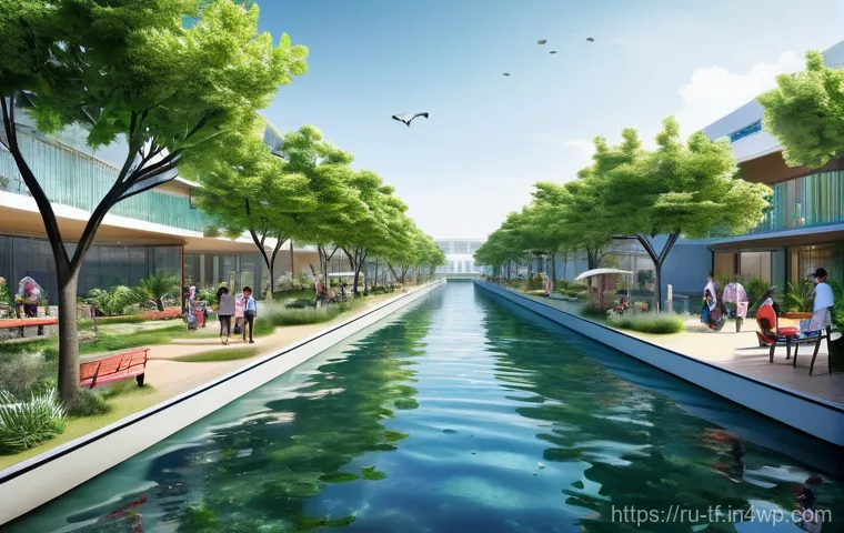 플로팅 도시의 생태계와 생물 다양성 - An inspiring, high-angle view showcasing the advanced renewable energy infrastructure of a self-suff...