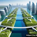 플로팅 시티에서의 에너지 효율성 향상 방법 - **Floating City Renewable Energy Harmony:** A breathtaking panoramic view of a futuristic floating c...