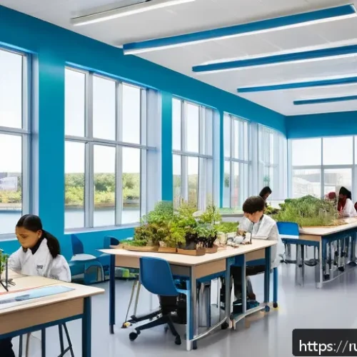 플로팅 시티의 교육 시스템 설계 - A futuristic floating city school interior featuring modular and flexible learning spaces transformi...